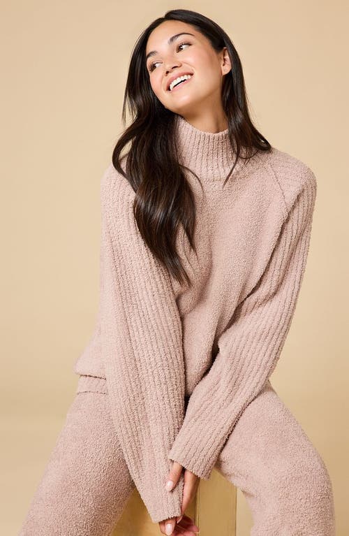 Softies Solid Marshmallow Rib Mock Neck With Long Pant In Brown