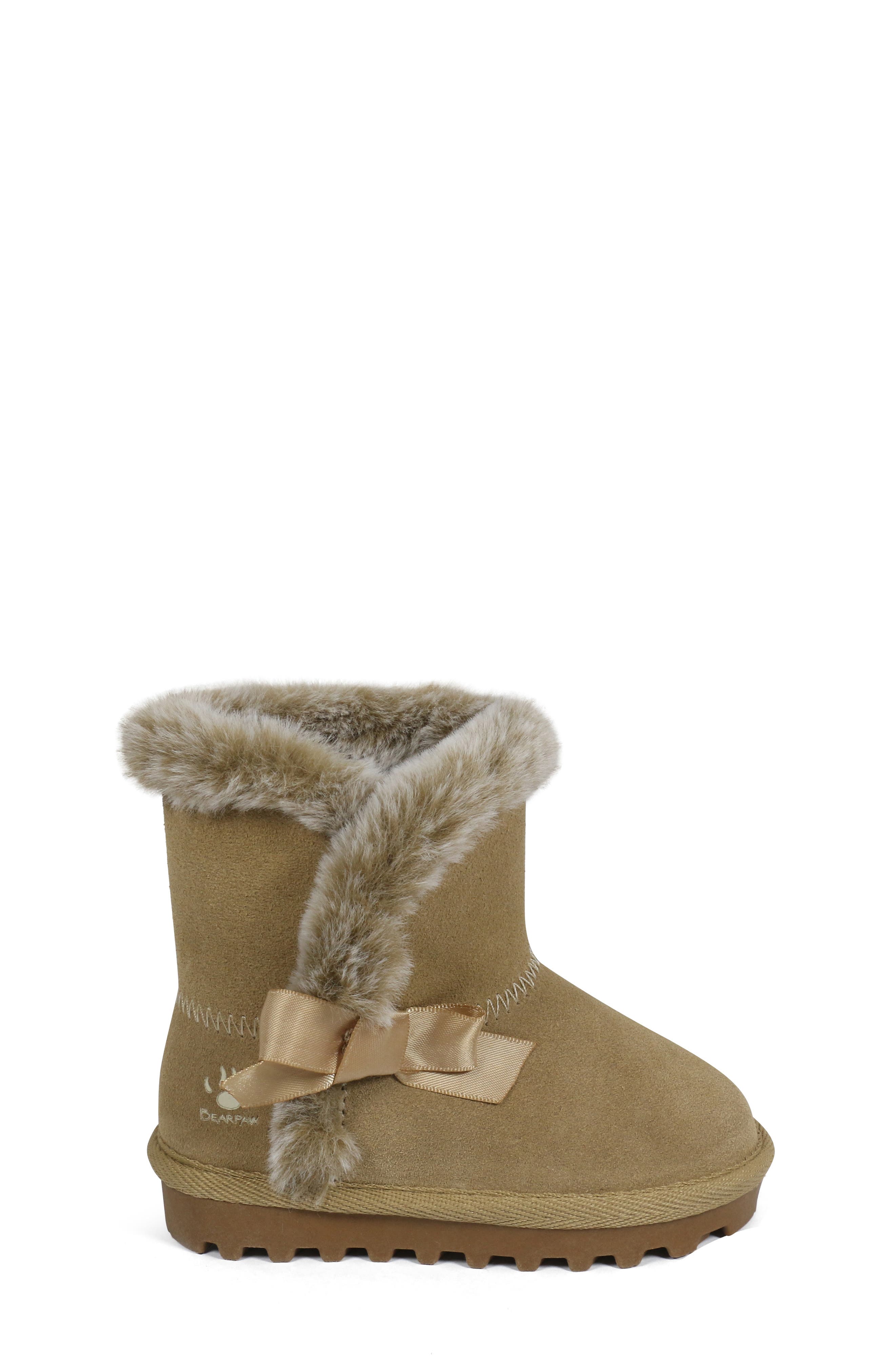 BEARPAW Kids' Suede Faux Fur Lined Boot, Alternate, color, 