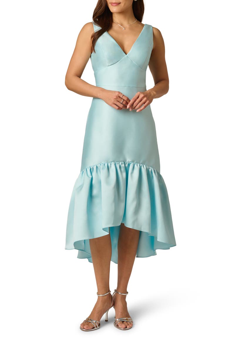 Mikado High-Low Cocktail Dress, Main, color, CLEAR SKY