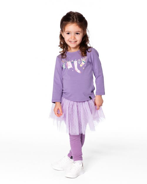 Deux Par Deux Organic Cotton Jersey Top With Owl In Purple