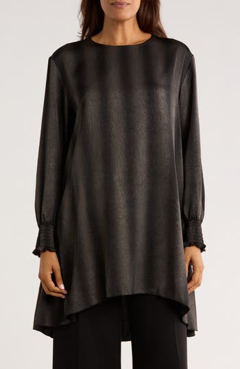 Patrizia Luca Smoke Sleeve Tunic Top In Black