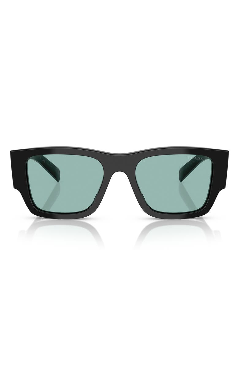 Prada 55mm Square Sunglasses, Main, color, Black Green