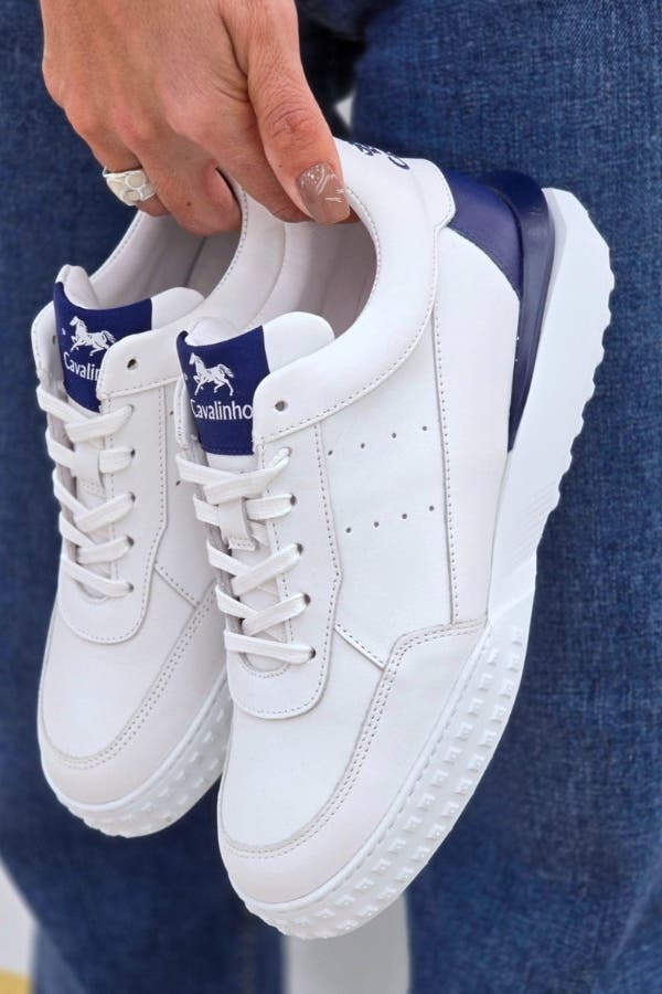 Authentic Leather Sneakers 02, Alternate, color, White / Navy