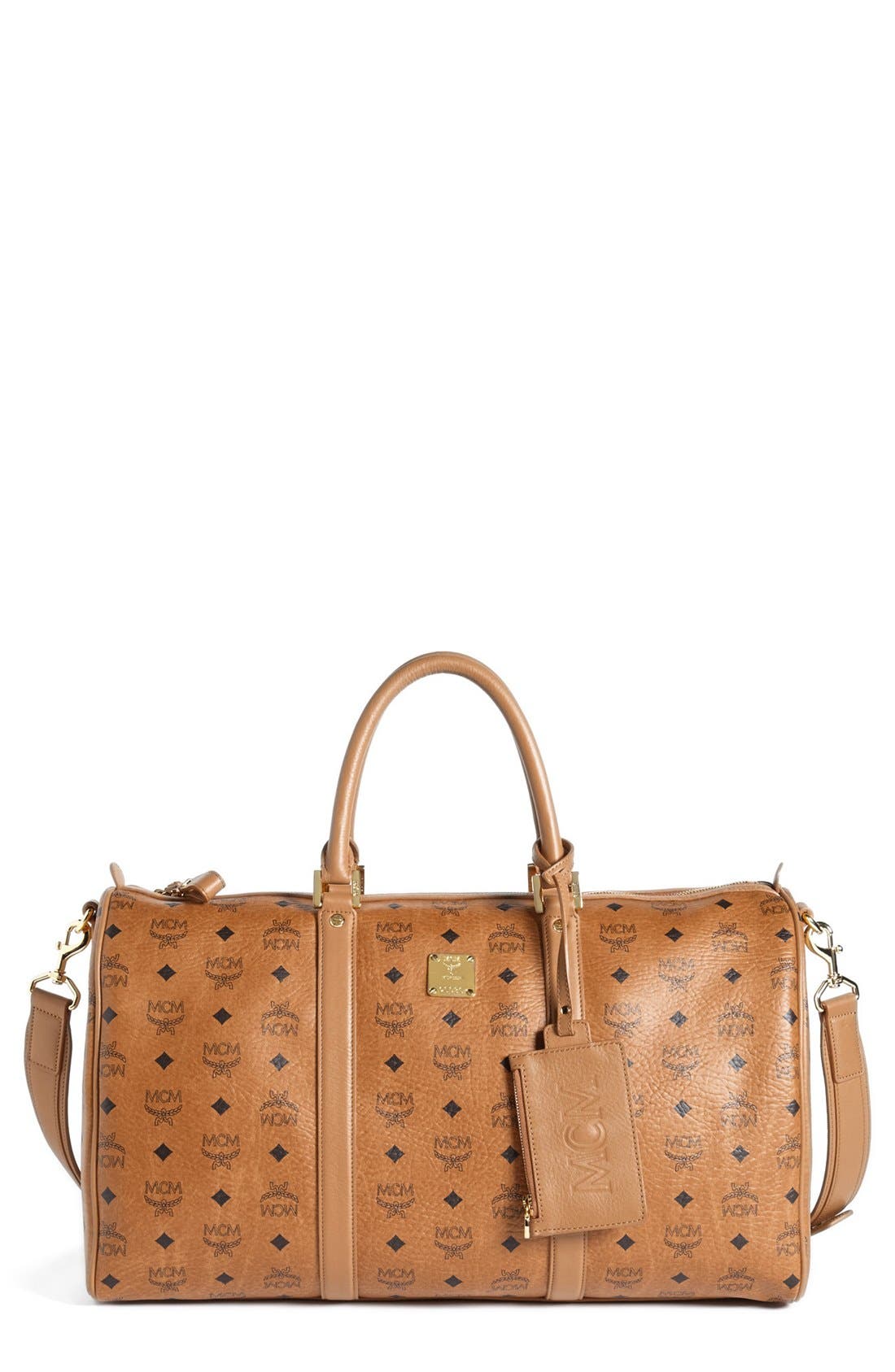 'Large Heritage' Coated Canvas Weekend Duffel Bag, Main, color, COGNAC