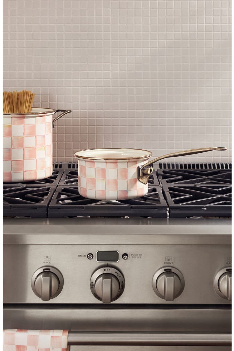 Rosy Check Enameled Steel 2.5-Quart Saucepan, Alternate, color, ROSY