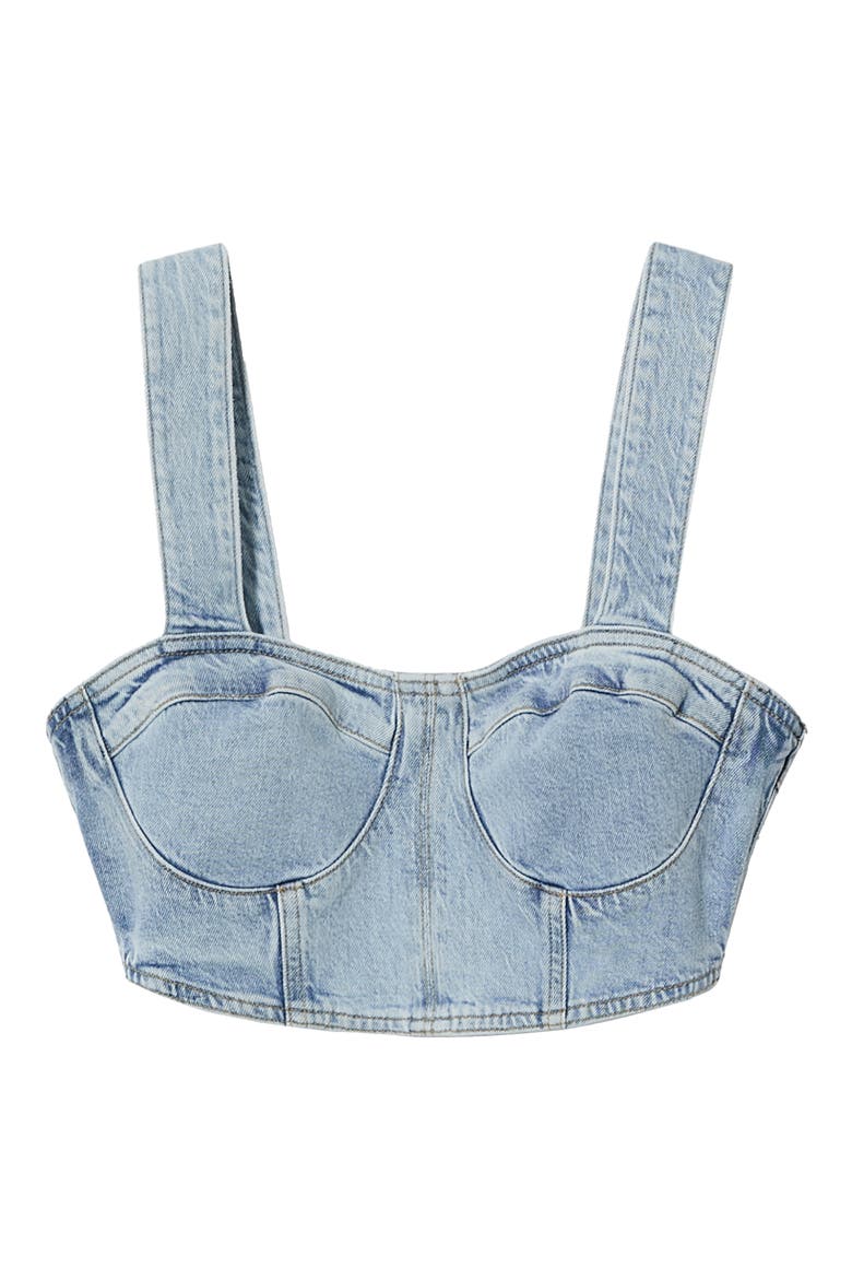 Denim Crop Bustier, Alternate, color, MEDIUM BLUE