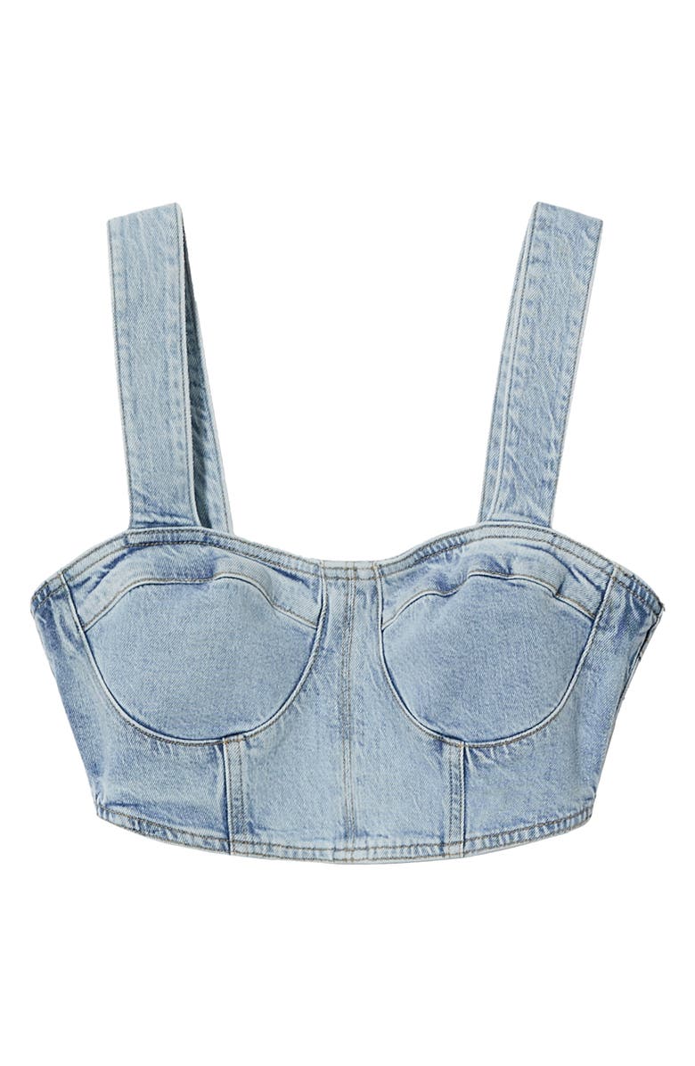 MANGO Denim Crop Bustier, Alternate, color, 