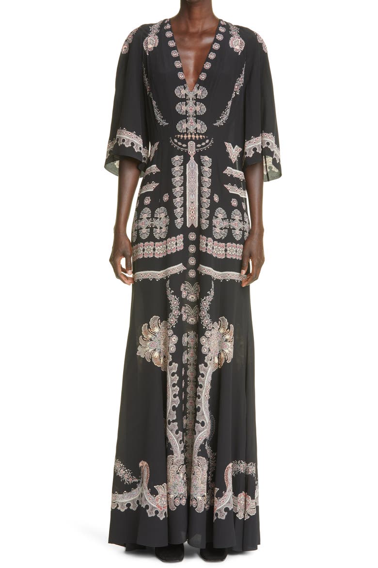 Burning Silk Maxi Dress, Main, color, NERO 0001