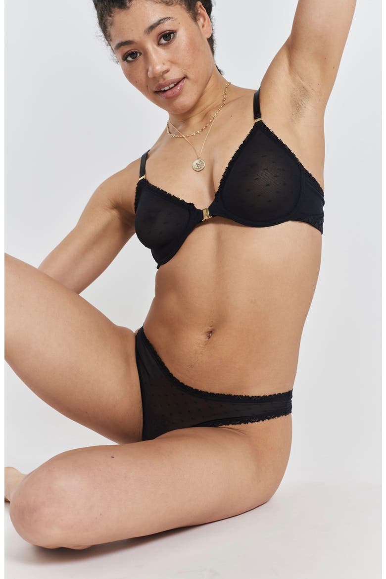 Sakura Front-Close Recycled-Lace Underwire Bra, Main, color, Volcanic Black