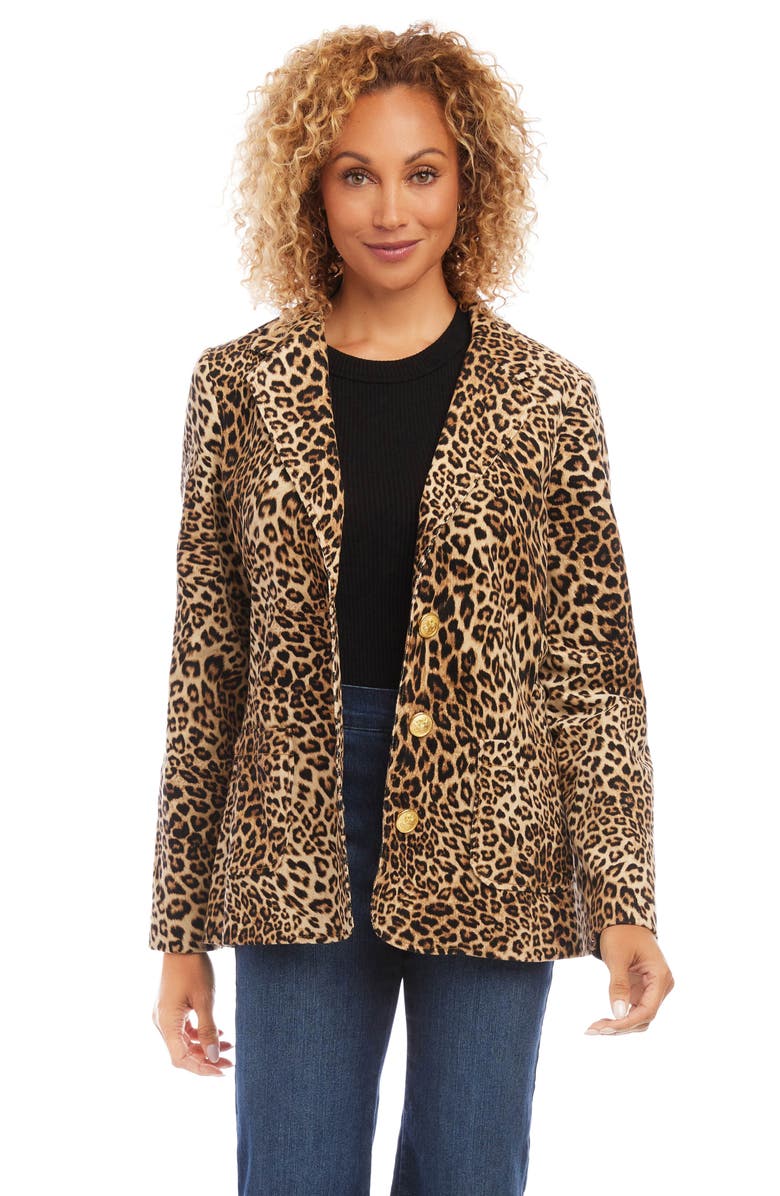 Karen Kane Leopard Print Corduroy Blazer, Alternate, color, 