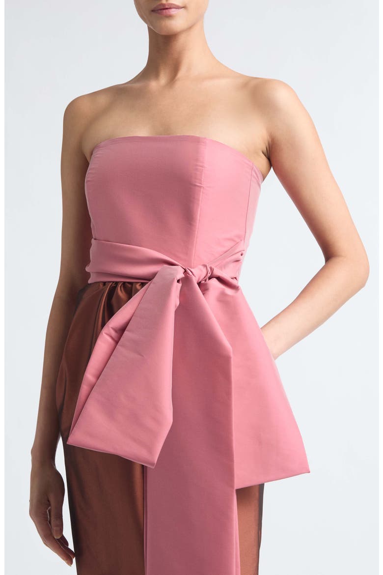 Lina Strapless Gown, Alternate, color, POWDER ROSE / CHESTNUT BROWN