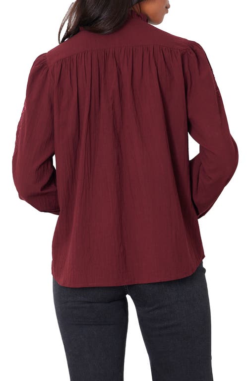 Paneros Clothing Camilla Embroidered Blouse In Cranberry