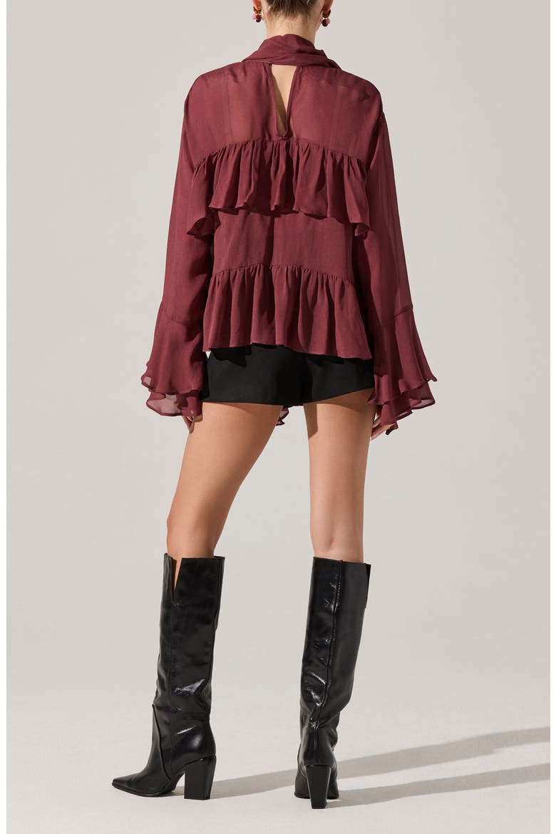 Fae Ruffle Top, Alternate, color, WINE