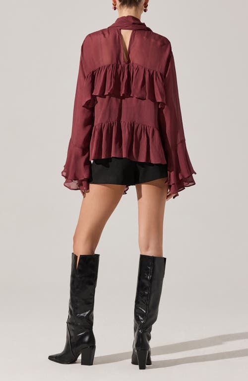 Astr The Label Fae Ruffle Top In Burgundy