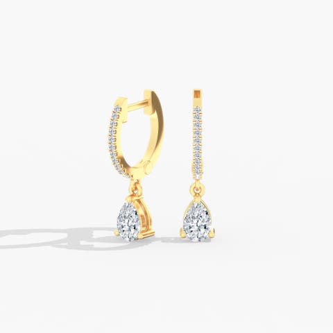 Pear Droplet Hoop Lab Diamond in 14K Gold