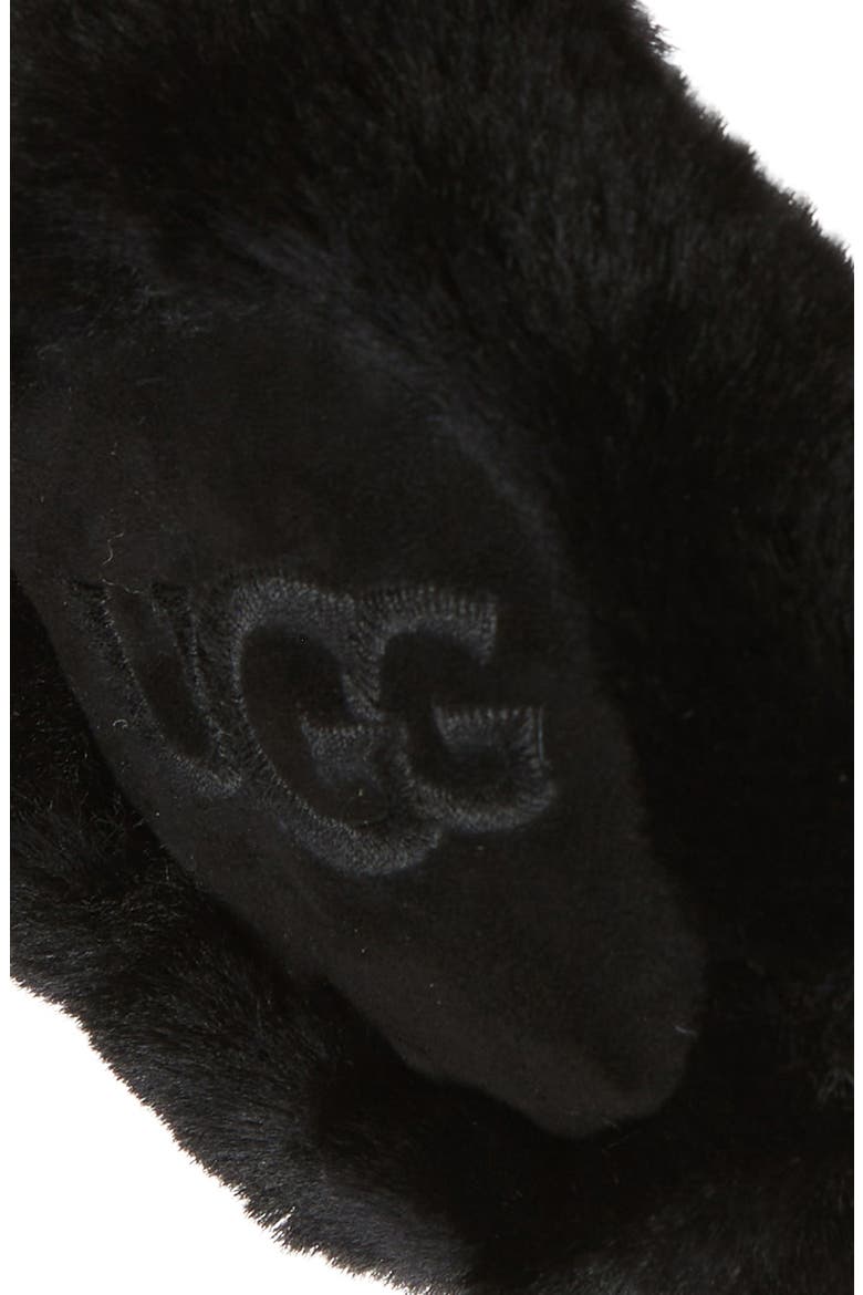 Logo Embroidered Genuine Shearling Earmuffs, Alternate, color, BLACK