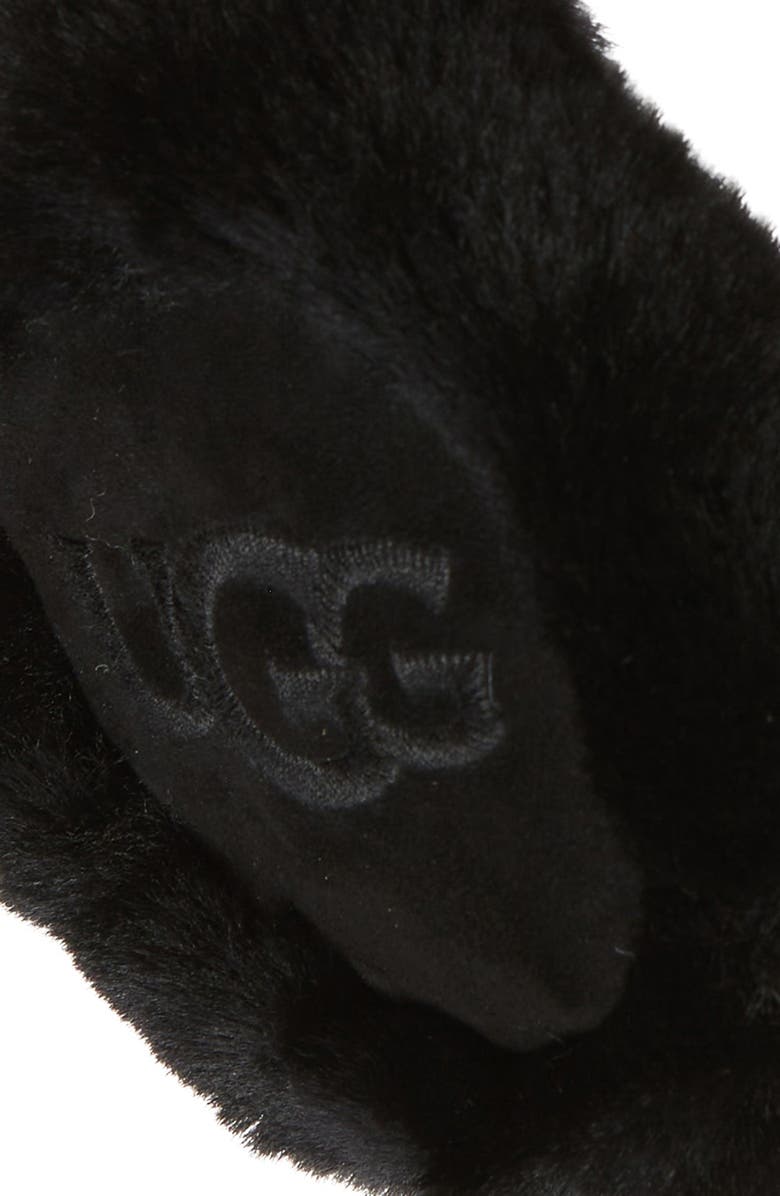 UGG<sup>®</sup> Logo Embroidered Genuine Shearling Earmuffs, Alternate, color, Black