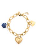 Madewell Engine Turned Lapis Heart Charm Bracelet