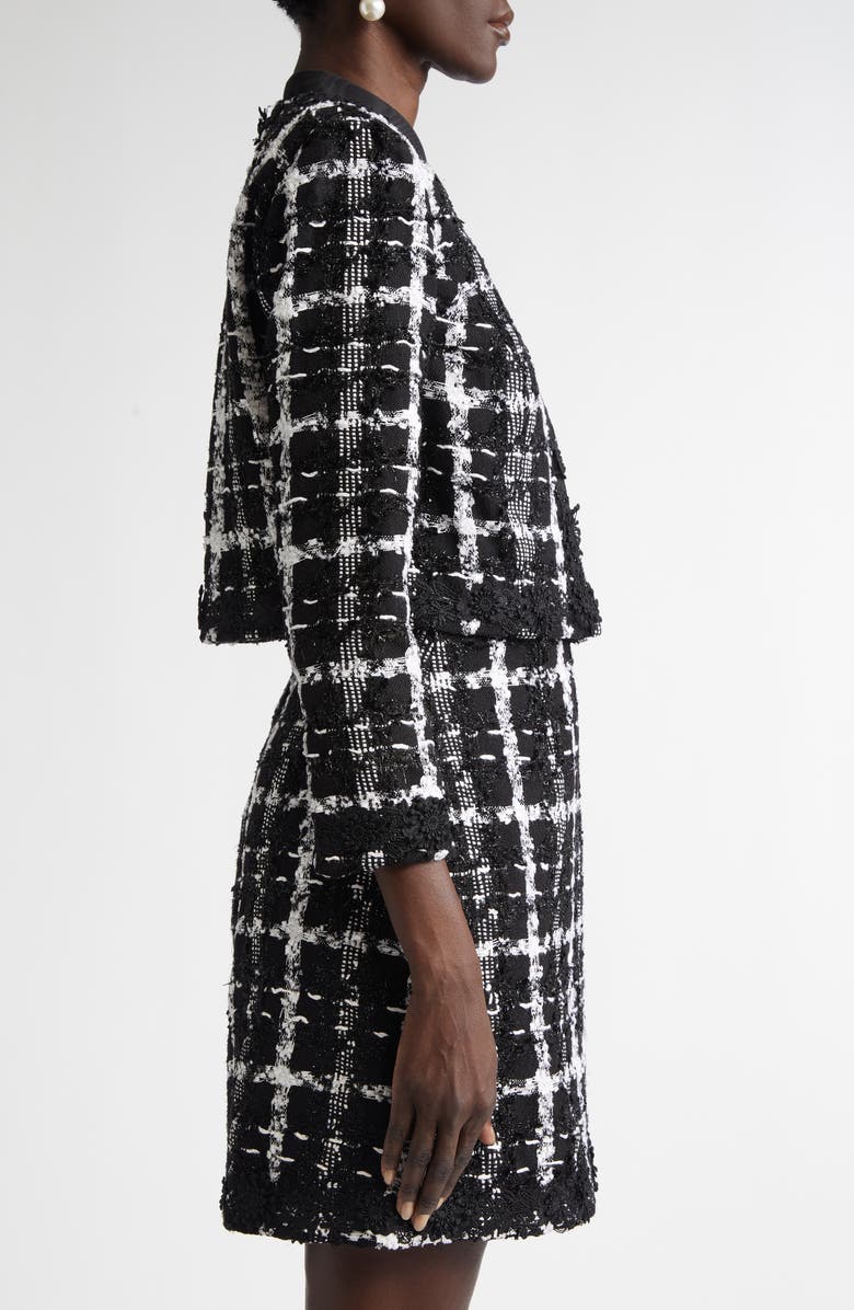 Carolina Herrera Metallic Tweed Crop Jacket, Alternate, color,