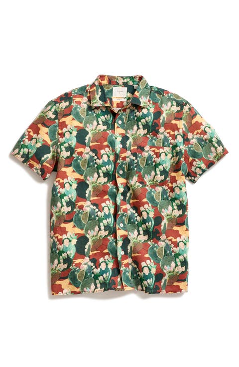 Cactus Treme Short Sleeve Linen Button-Up Shirt