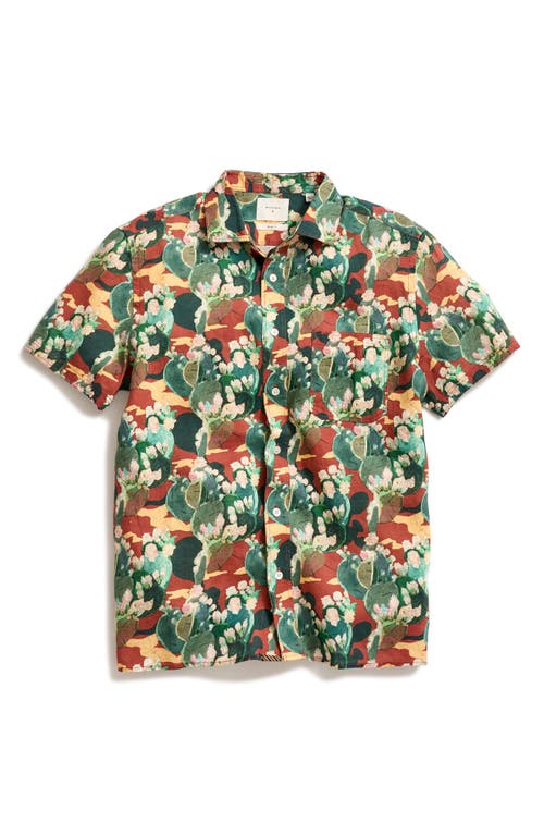 Billy Reid Cactus Treme Short Sleeve Linen Button-up Shirt In Multi