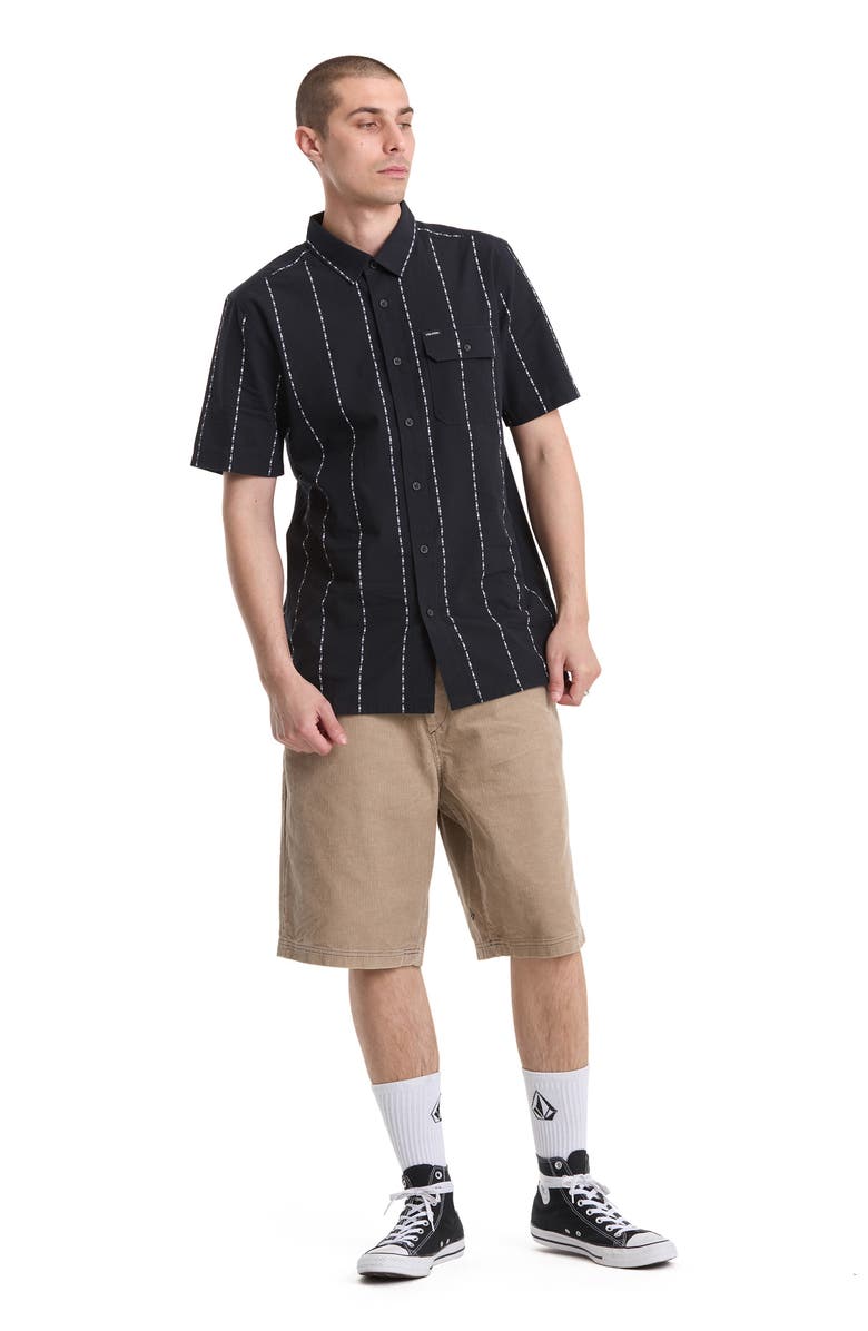 Volcom Whitworth Stripe Short Sleeve Button-Up Shirt, Alternate, color, Black