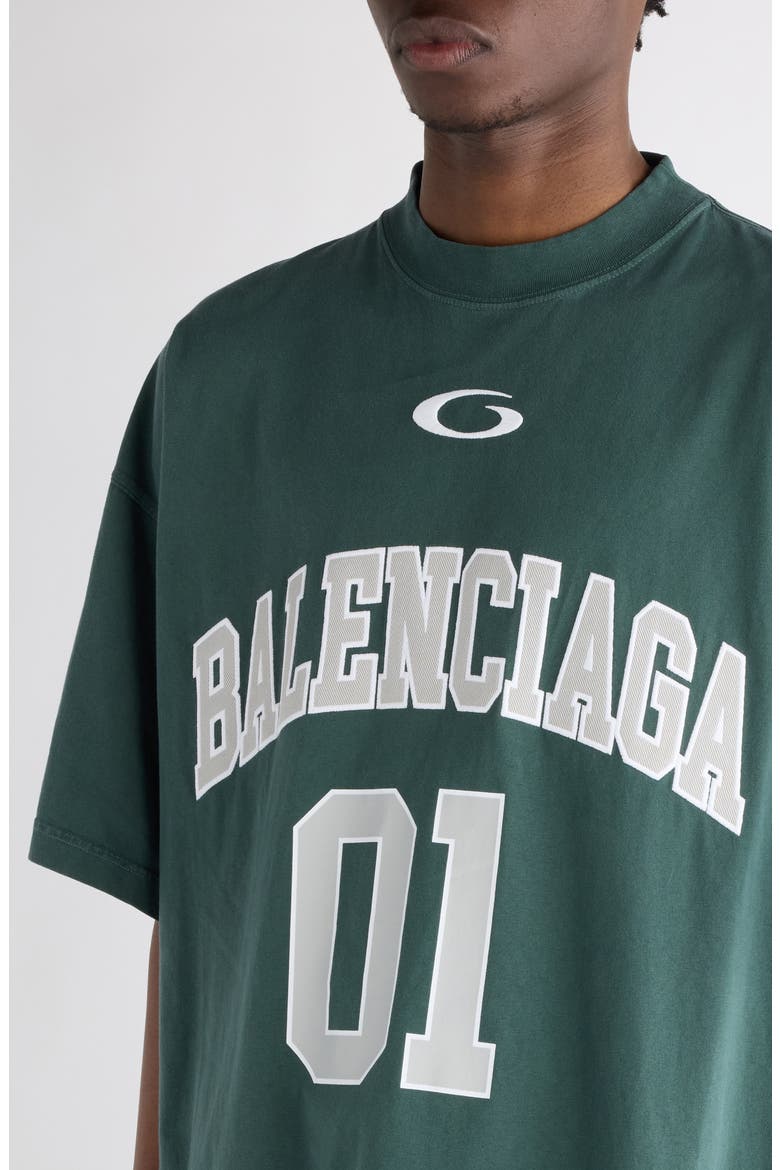Jersey Oversize Cotton T-Shirt, Alternate, color, 6399 DARK GREEN/ LIGHT GRY