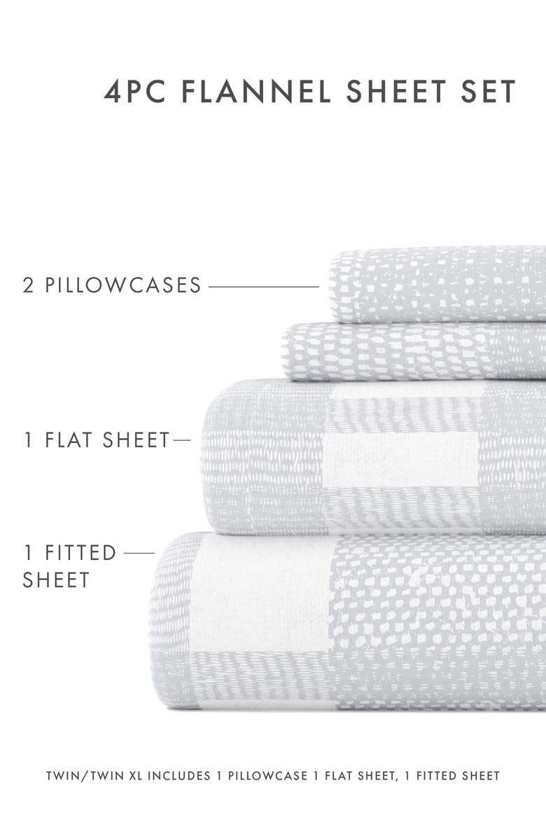 HOMESPUN Premium Woven 4-Piece Flannel Bed Sheet Set, Alternate, color, Light Blue