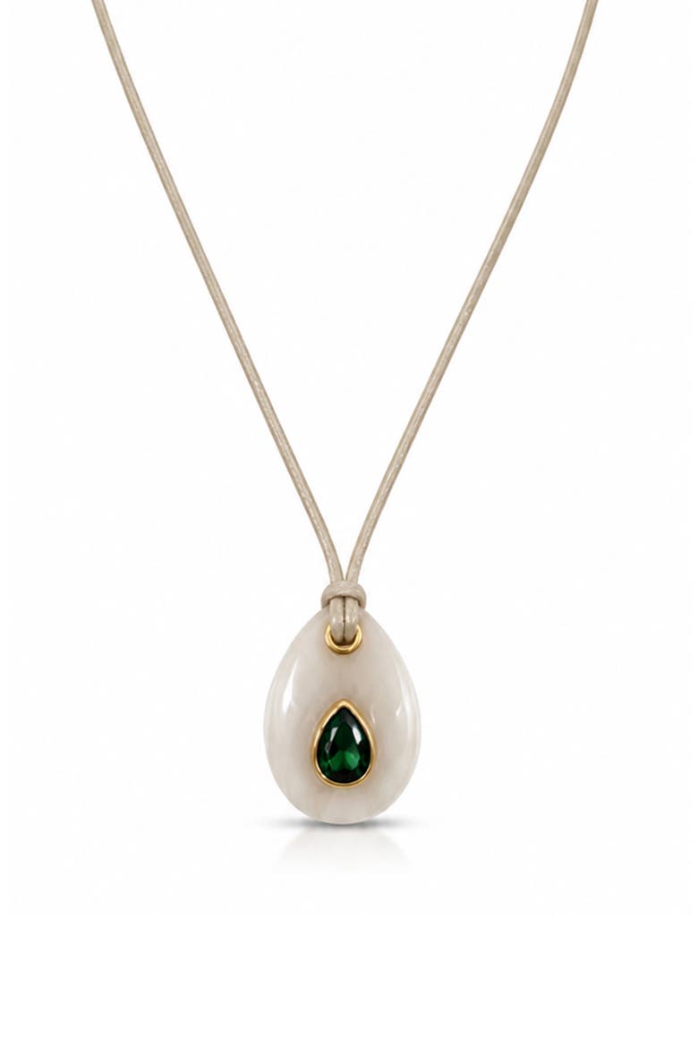 Teardrop Cord Pendant Necklace, Alternate, color, CREAM