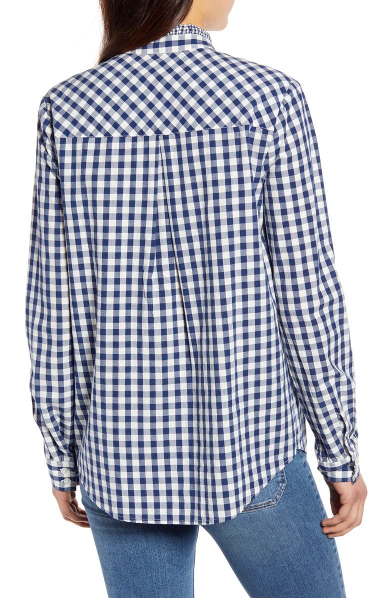 Lucky Brand Ruffle Trim Gingham Cotton Shirt, Alternate, color,