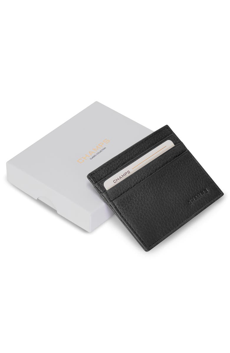 CHAMPS Slim Leather Card Wallet, Alternate, color, Black