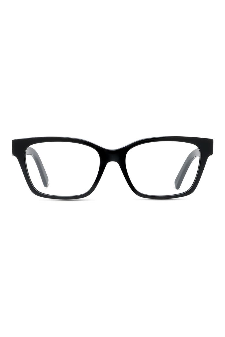 4G 52mm Rectangular Optical Glasses, Main, color, SHINY BLACK