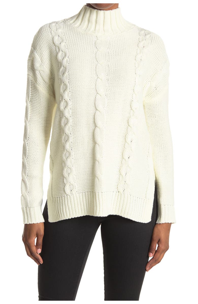 BB Dakota by Steve Madden Turtleneck Cable Knit Sweater, Main, color, 