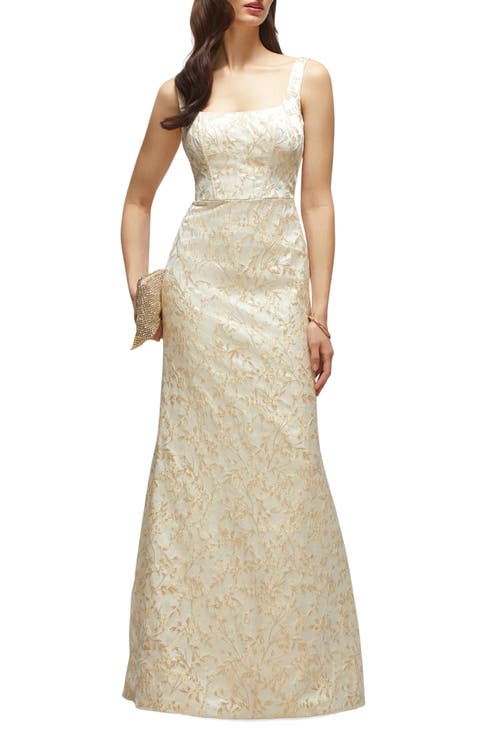 Bettina Metallic Brocade Trumpet Gown