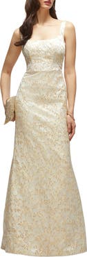 Dessy Collection Bettina Metallic Brocade Trumpet Gown