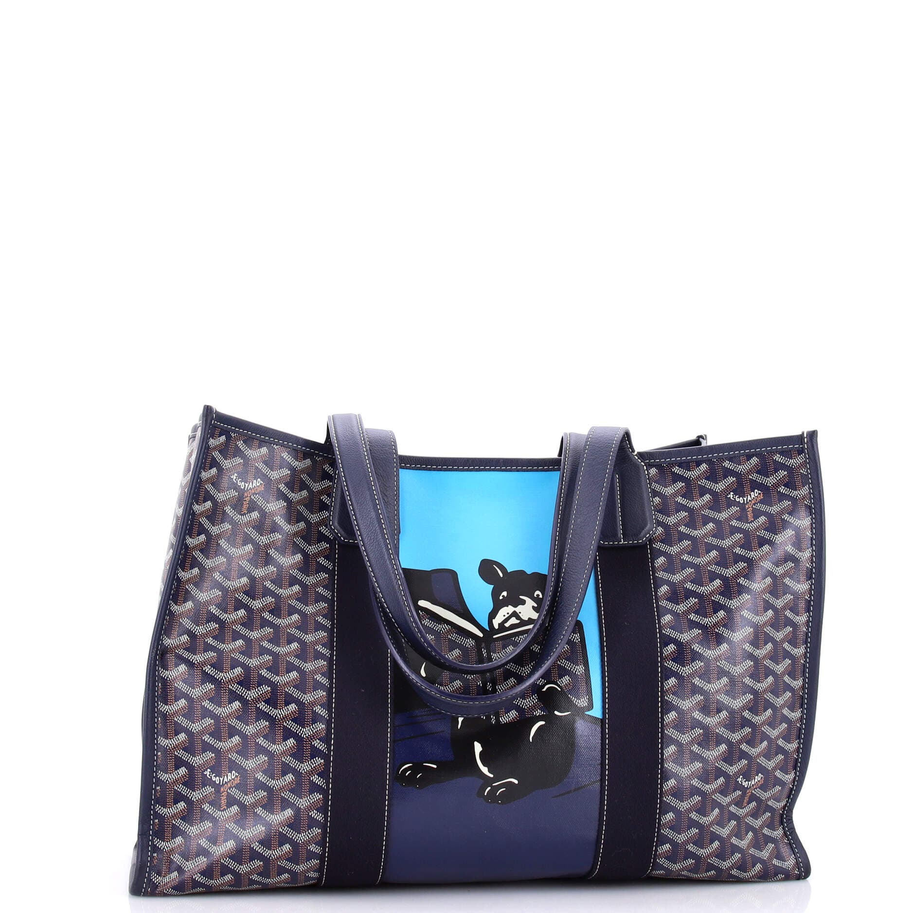 Pre-Owned Goyard Villette Tote Printed Coated Canvas MM, Alternate, color, Blue