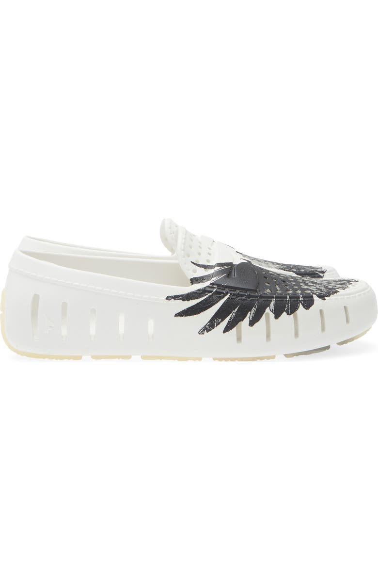 FLOAFERS Country Club Driver Loafer, Alternate, color, White/ Grey Wings