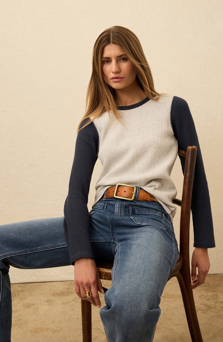 Faherty Apres Colorblock Long Sleeve Waffle Knit Top, Alternate, color, 