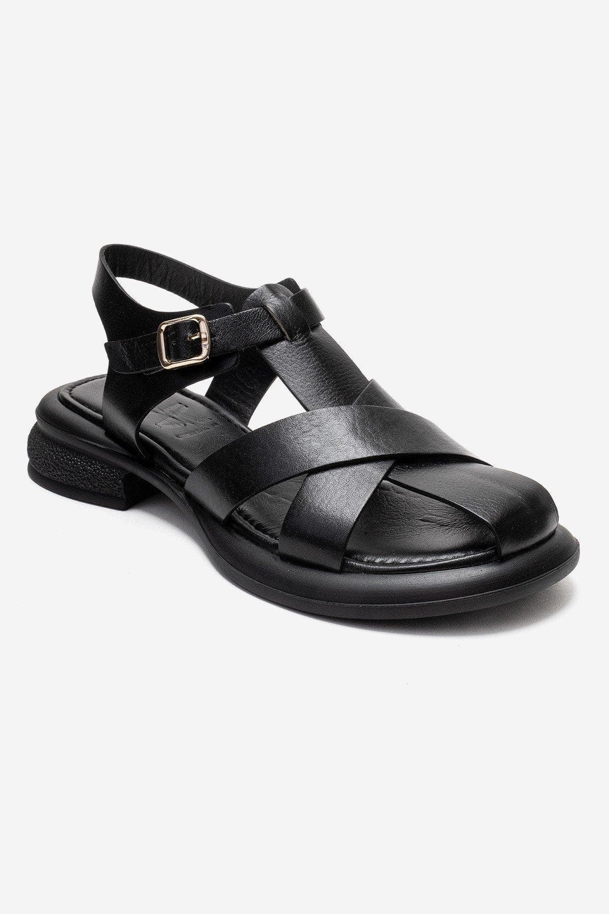 Forever & Always Shoes Guido Leather Sandal, Alternate, color, Black