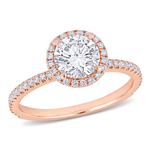 Diamond Halo Engagement Ring 14k Rose Gold