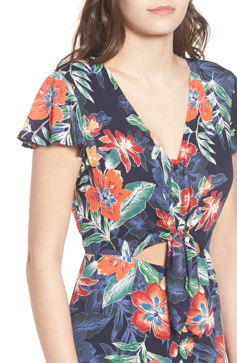 One Clothing Tie Front Culotte Jumpsuit, Alternate, color,