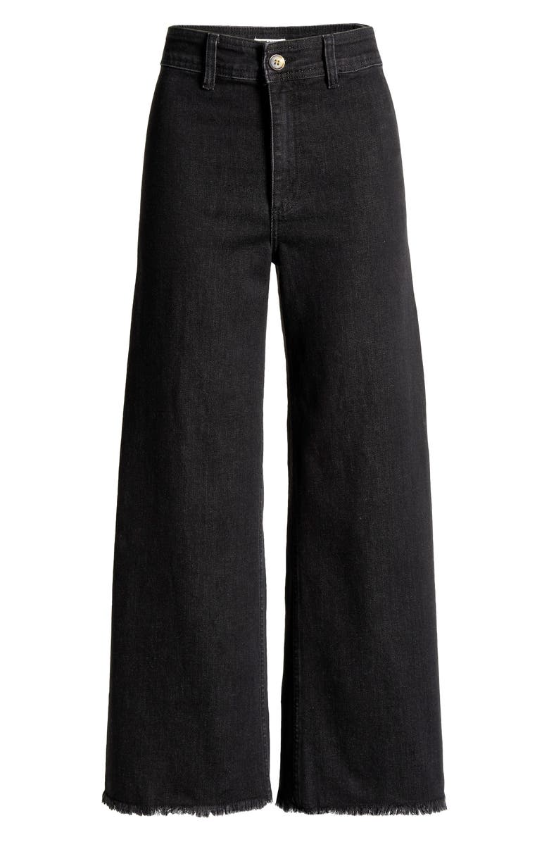 Billabong Free Fall Stretch Crop Wide Leg Jeans, Alternate, color, Black Rinse