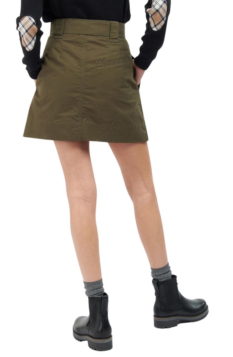 BARBOUR X GANNI x Ganni A-Line Belted Organic Cotton Skirt, Alternate, color,