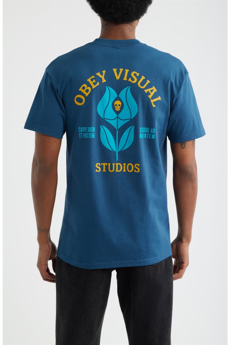 Visual Studios Flower Graphic T-Shirt, Alternate, color, HARBOR BLUE