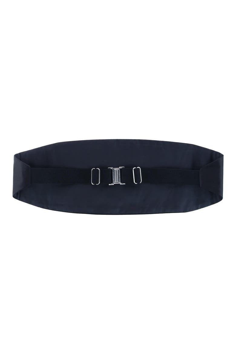 Sutton Solid Silk Cummerbund, Alternate, color, BLACK