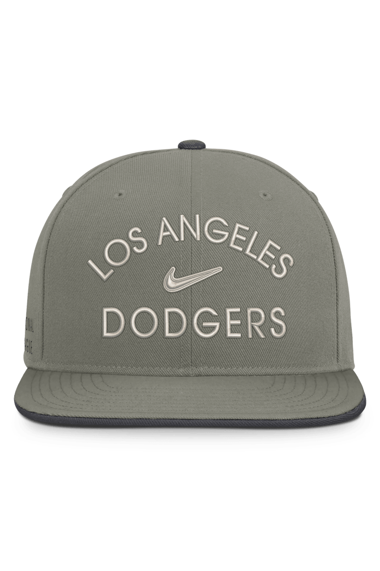 Men's Nike Olive Los Angeles Dodgers Pro Dri-FIT Snapback Hat, Alternate, color, Gray