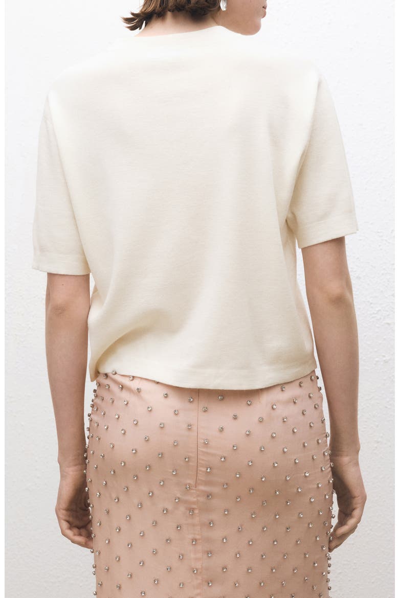 Short Sleeve Cotton & Wool Sweater, Alternate, color, ECRU