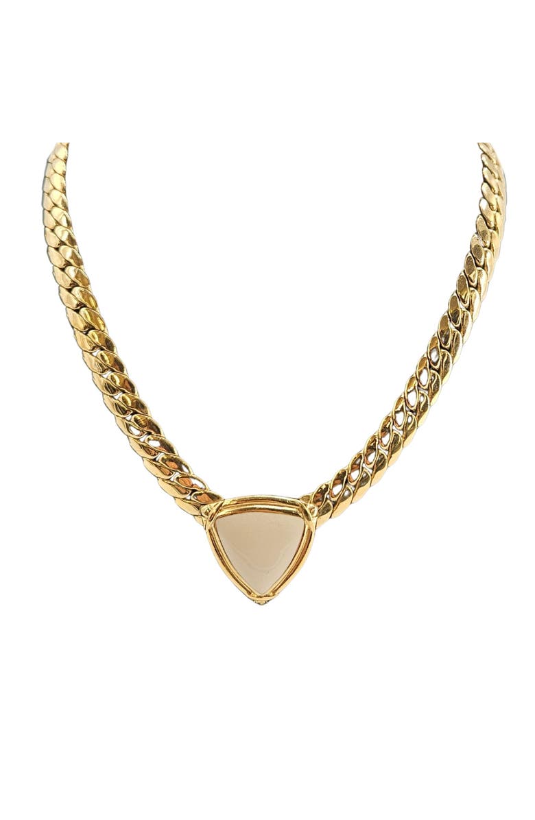 MADISON BEVERLY HILLS Vintage 1970s-80s Collar Necklace. Ivory Triangle shape pendant, Main, color, Gold