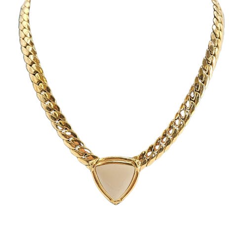 Vintage 1970s-80s Collar Necklace. Ivory Triangle shape pendant