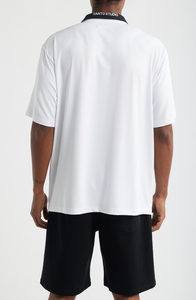 SANTO STUDIO Curved Logo Club Jersey Polo, Alternate, color, White